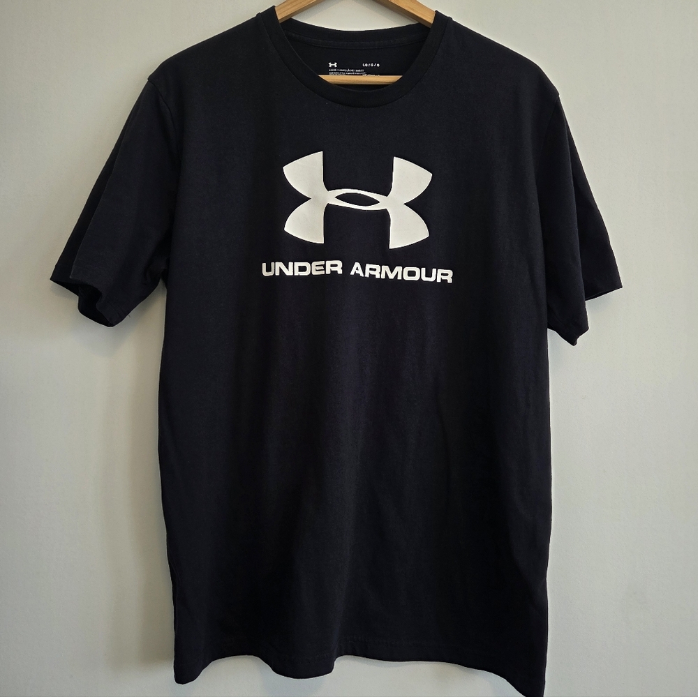 Under Armour Logo Graphic T-Shirt | Black Athletic Tee | Size Large - Picture 2 of 5